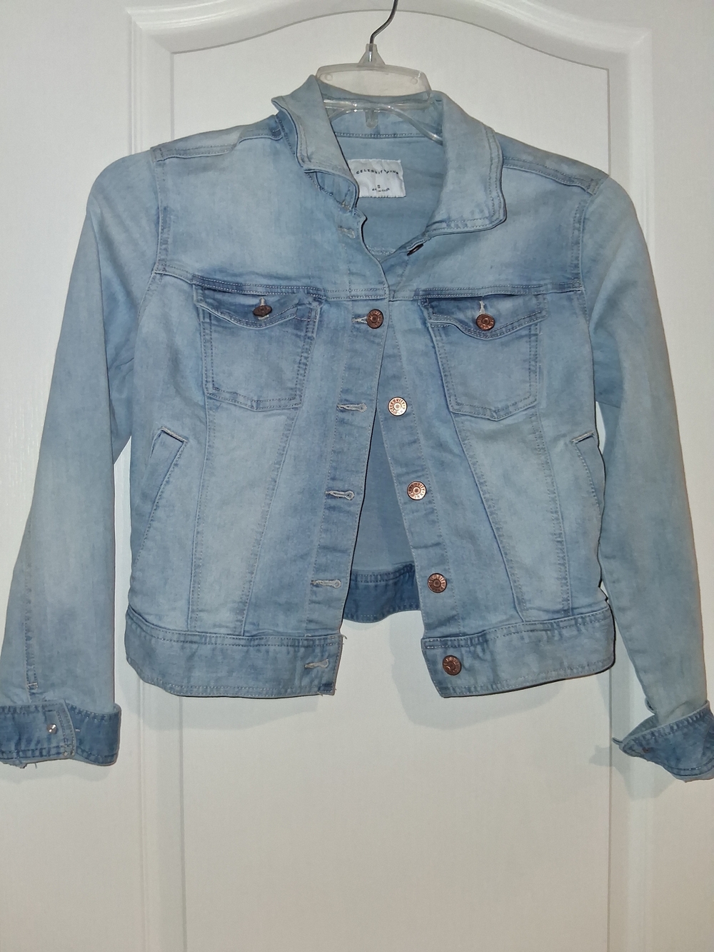 Celebrity Pink Women's Blue Denim Jacket S Button Front Pockets